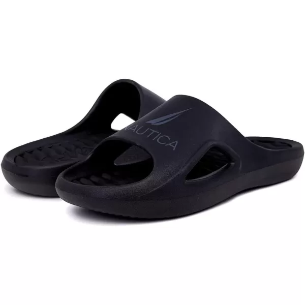 Nautica Mens Athletic Slides Sport Shower Sandals for Indoor  Outdoor  Lightweight Durable and ComfortableBlack Charcoal