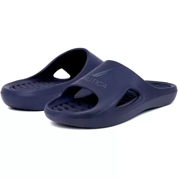 Nautica Mens Athletic Slides Sport Shower Sandals for Indoor  Outdoor  Lightweight Durable and ComfortableNavy Charcoal
