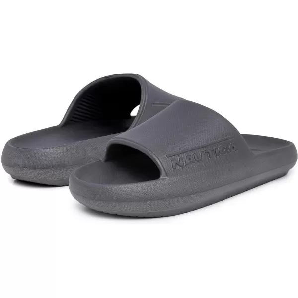 Nautica Mens Athletic Slides Sport Shower Sandals for Indoor  Outdoor  NonSlip Lightweight Durable and ComfortableGrey