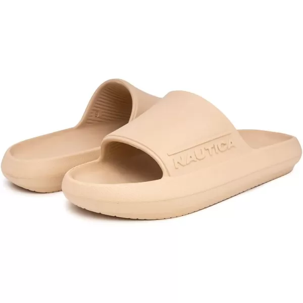 Nautica Mens Athletic Slides Sport Shower Sandals for Indoor  Outdoor  NonSlip Lightweight Durable and ComfortableKhaki