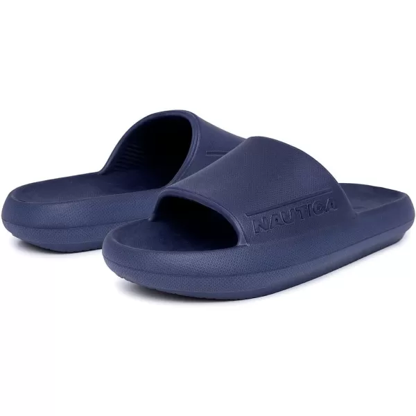 Nautica Mens Athletic Slides Sport Shower Sandals for Indoor  Outdoor  NonSlip Lightweight Durable and ComfortableNavy