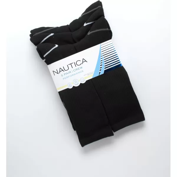 Nautica Mens Athletic Socks  Cushioned Crew Socks 5 PackBlack