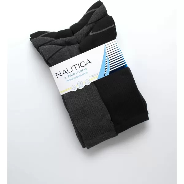 Nautica Mens Athletic Socks  Cushioned Crew Socks 5 PackDark Grey Heather