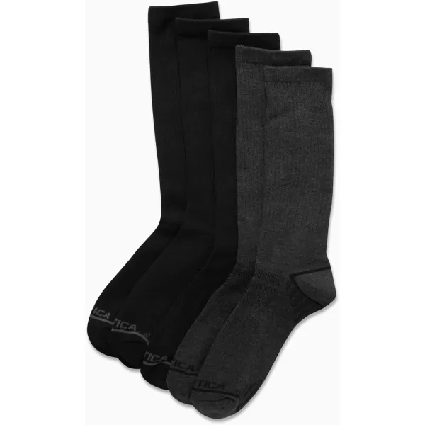 Nautica Mens Athletic Socks  Cushioned Crew Socks 5 PackDark Grey Heather