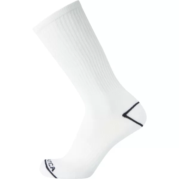 Nautica Mens Athletic Socks  Cushioned Crew Socks 5 PackWhite