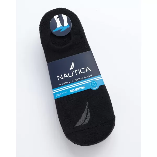 Nautica Mens Athletic Socks  Cushioned Low Cut Socks 6 8 12 PackAll Black 6 Pack