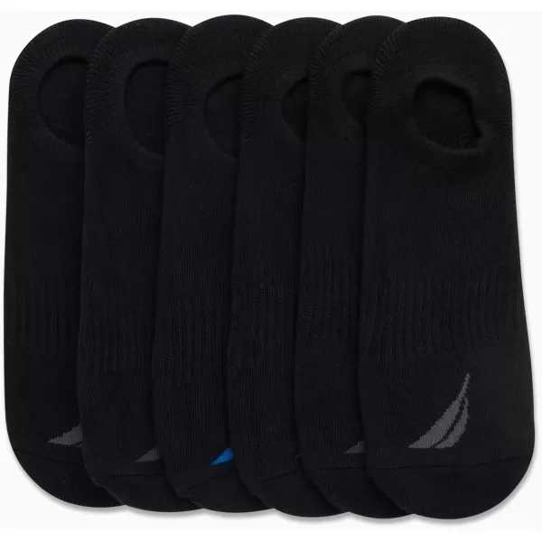 Nautica Mens Athletic Socks  Cushioned Low Cut Socks 6 8 12 PackAll Black 6 Pack