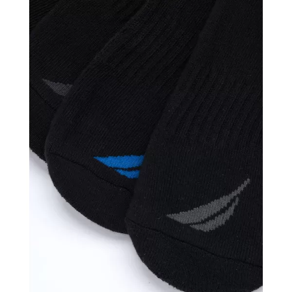 Nautica Mens Athletic Socks  Cushioned Low Cut Socks 6 8 12 PackAll Black 6 Pack