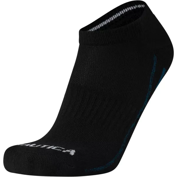 Nautica Mens Athletic Socks  Cushioned Low Cut Socks 6 8 12 PackBlack Stripe