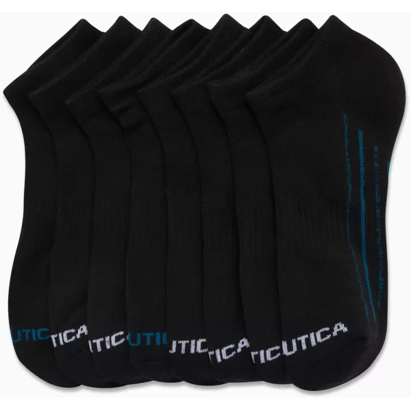 Nautica Mens Athletic Socks  Cushioned Low Cut Socks 6 8 12 PackBlack Stripe