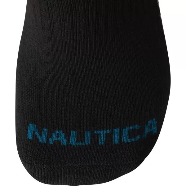 Nautica Mens Athletic Socks  Cushioned Low Cut Socks 6 8 12 PackBlack Stripe