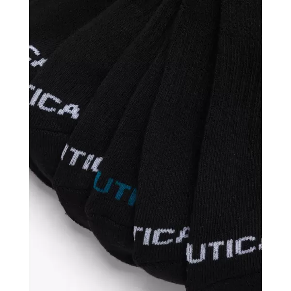 Nautica Mens Athletic Socks  Cushioned Low Cut Socks 6 8 12 PackBlack Stripe