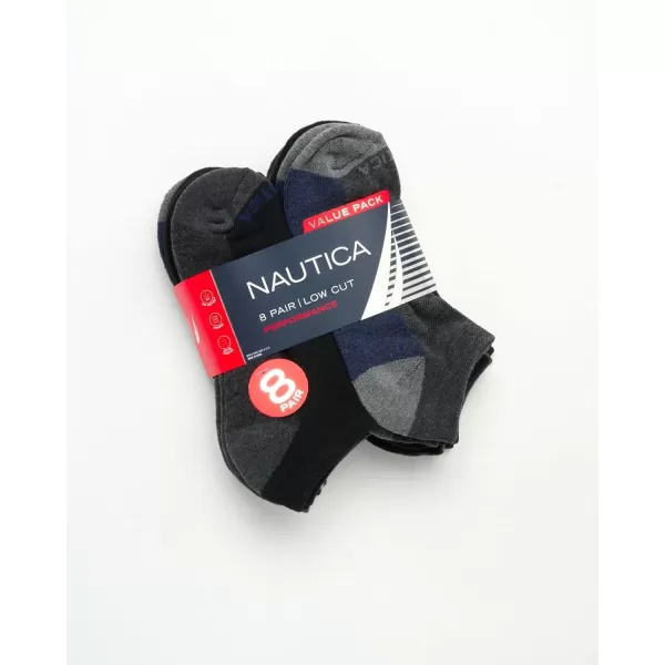 Nautica Mens Athletic Socks  Cushioned Low Cut Socks 6 8 12 PackBlackGrey