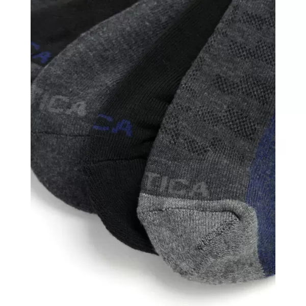 Nautica Mens Athletic Socks  Cushioned Low Cut Socks 6 8 12 PackBlackGrey