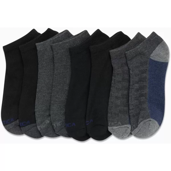 Nautica Mens Athletic Socks  Cushioned Low Cut Socks 6 8 12 PackBlackGrey