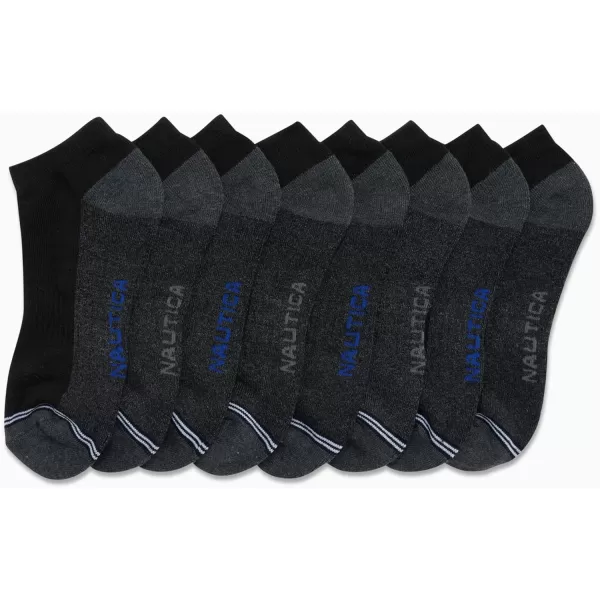 Nautica Mens Athletic Socks  Cushioned Low Cut Socks 6 8 12 PackClassic Black