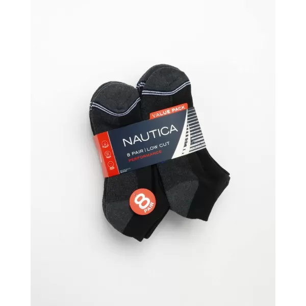 Nautica Mens Athletic Socks  Cushioned Low Cut Socks 6 8 12 PackClassic Black