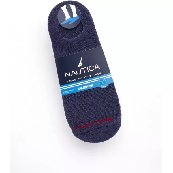 Nautica Mens Athletic Socks  Cushioned Low Cut Socks 6 8 12 PackDenimWhiteRed 6 Pack