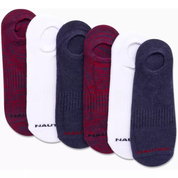 Nautica Mens Athletic Socks  Cushioned Low Cut Socks 6 8 12 PackDenimWhiteRed 6 Pack