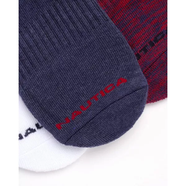 Nautica Mens Athletic Socks  Cushioned Low Cut Socks 6 8 12 PackDenimWhiteRed 6 Pack