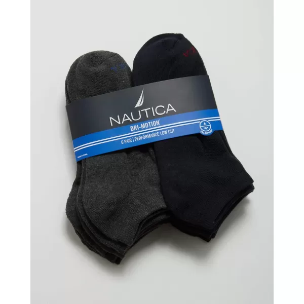 Nautica Mens Athletic Socks  Cushioned Low Cut Socks 6 8 12 PackGreyNavy