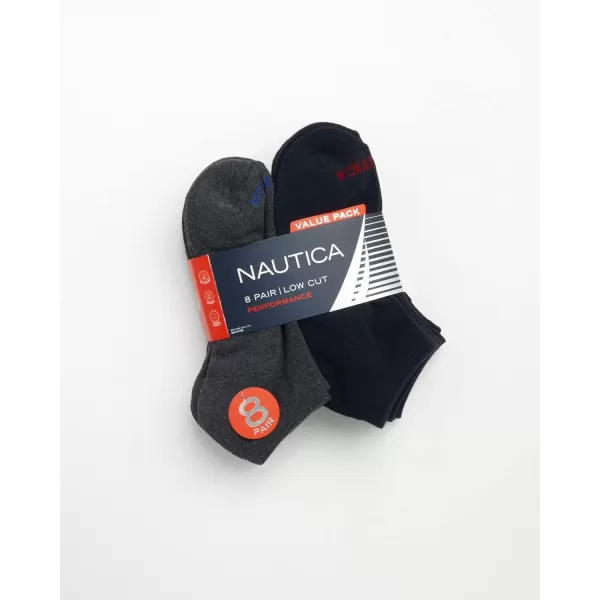 Nautica Mens Athletic Socks  Cushioned Low Cut Socks 6 8 12 PackNavyGray