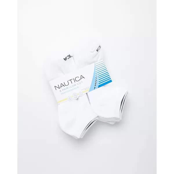 Nautica Mens Athletic Socks  Cushioned Low Cut Socks 6 8 12 PackWhite