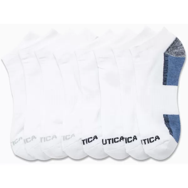 Nautica Mens Athletic Socks  Cushioned Low Cut Socks 6 8 12 PackWhite Multi