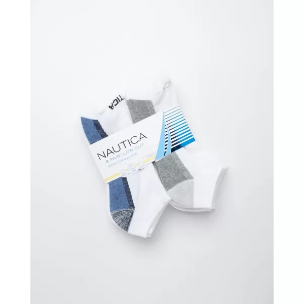 Nautica Mens Athletic Socks  Cushioned Low Cut Socks 6 8 12 PackWhite Multi