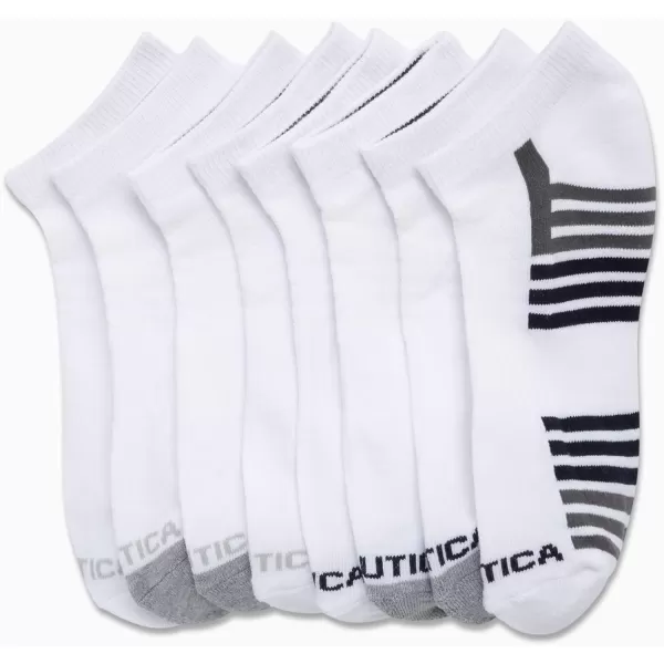 Nautica Mens Athletic Socks  Cushioned Low Cut Socks 6 8 12 PackWhite Stripe