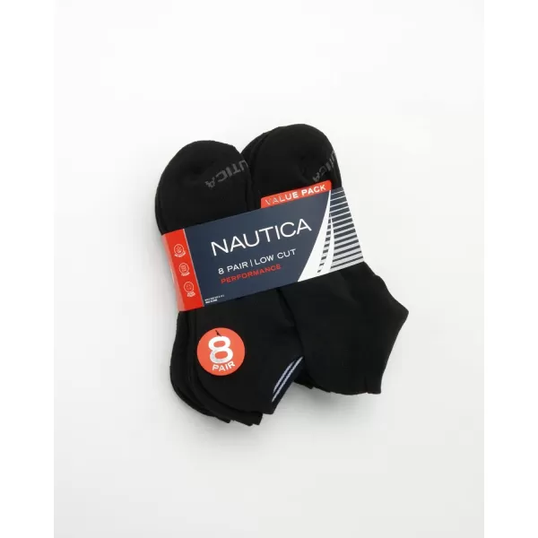 Nautica Mens Athletic Socks  Cushioned Low Cut Socks 8 PackBlack