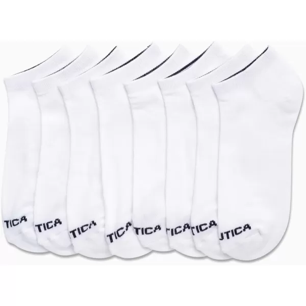 Nautica Mens Athletic Socks  Cushioned Low Cut Socks 8 PackWhite