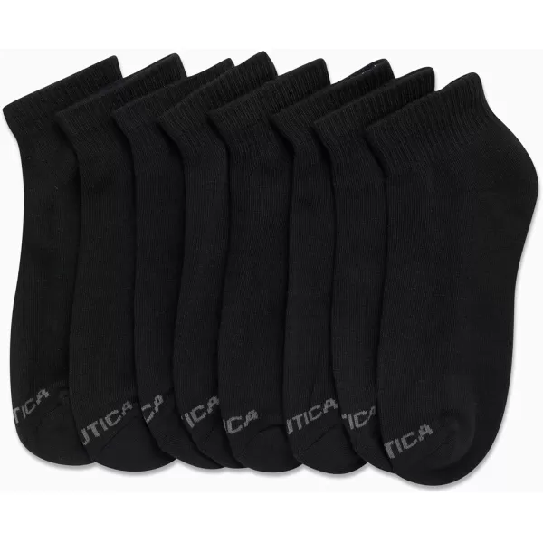 Nautica Mens Athletic Socks  Cushioned Quarter Cut Ankle Socks 8 PackBlack