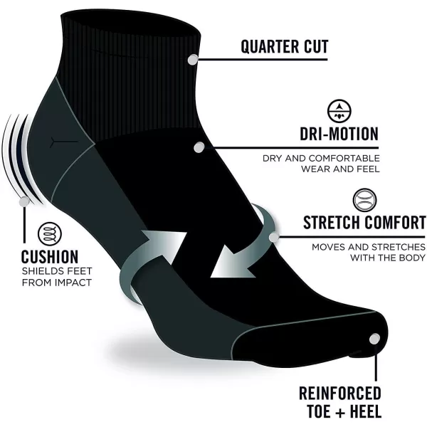 Nautica Mens Athletic Socks  Cushioned Quarter Cut Ankle Socks 8 PackBlack