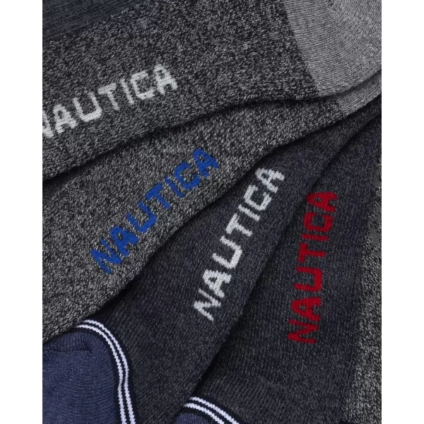 Nautica Mens Athletic Socks  Cushioned Quarter Cut Ankle Socks 8 PackGreay HeatherNavy