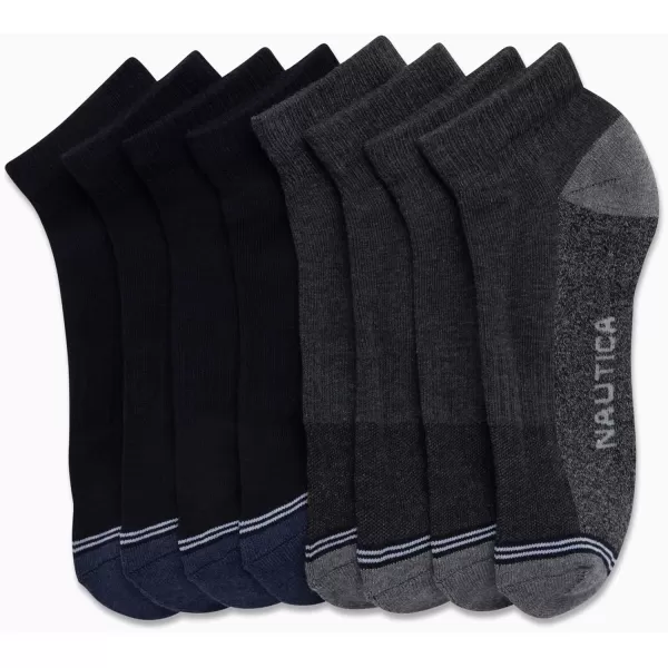 Nautica Mens Athletic Socks  Cushioned Quarter Cut Ankle Socks 8 PackGreay HeatherNavy