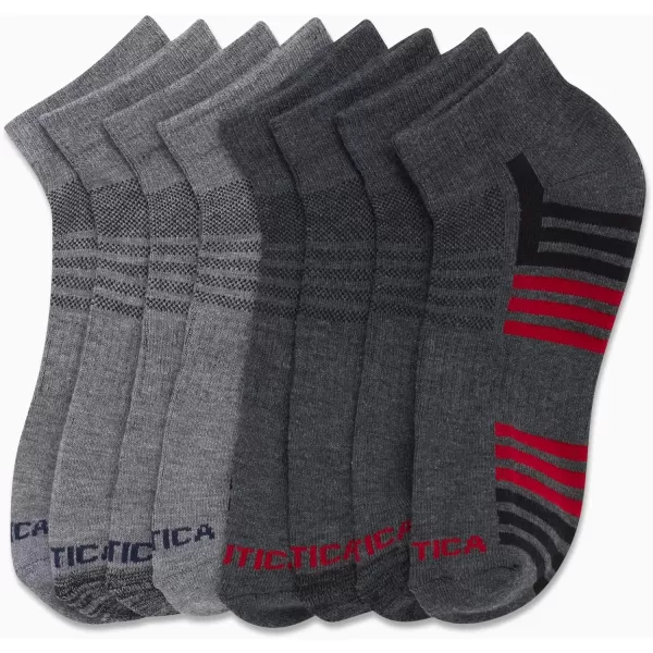 Nautica Mens Athletic Socks  Cushioned Quarter Cut Ankle Socks 8 PackGrey Assorted