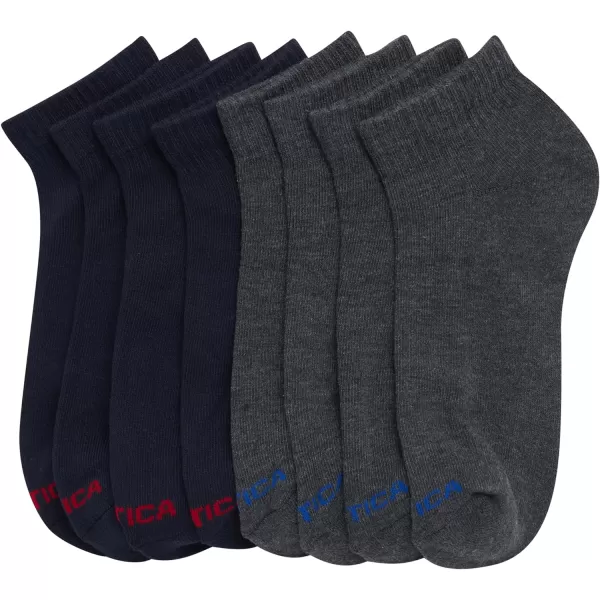 Nautica Mens Athletic Socks  Cushioned Quarter Cut Ankle Socks 8 PackNavyGrey