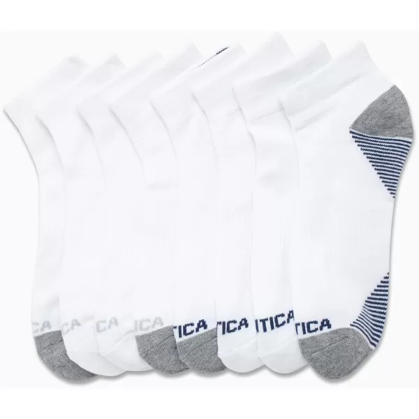 Nautica Mens Athletic Socks  Cushioned Quarter Cut Ankle Socks 8 PackPure White