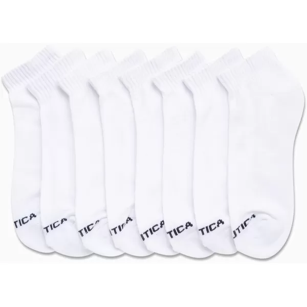 Nautica Mens Athletic Socks  Cushioned Quarter Cut Ankle Socks 8 PackWhite