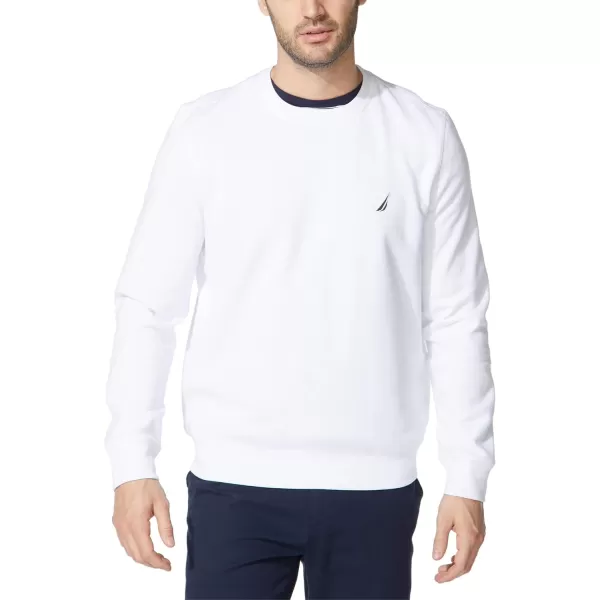 Nautica Mens Basic Crew Neck Fleece SweatshirtBright White