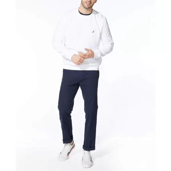 Nautica Mens Basic Crew Neck Fleece SweatshirtBright White