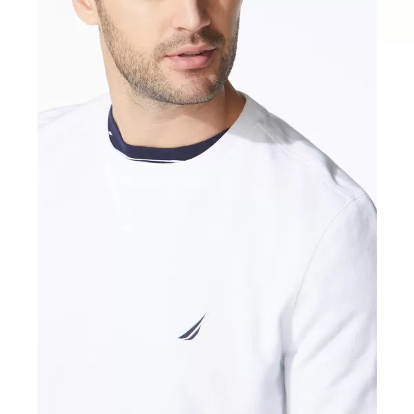 Nautica Mens Basic Crew Neck Fleece SweatshirtBright White