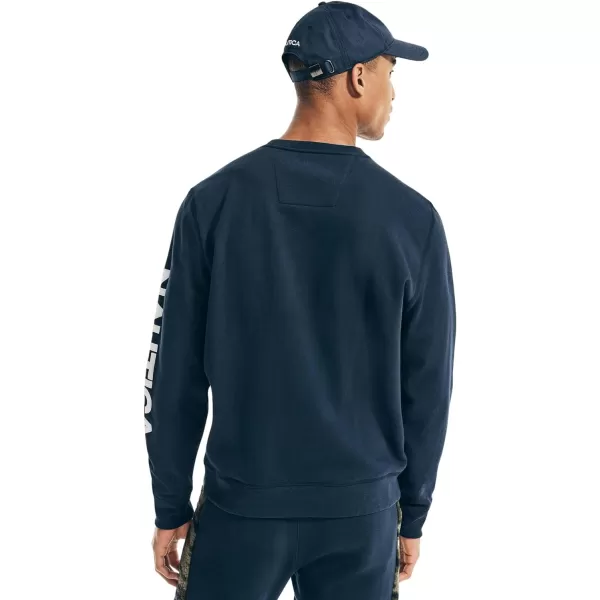 Nautica Mens Basic Crew Neck Fleece SweatshirtFallWinter 2024 Navy Seas