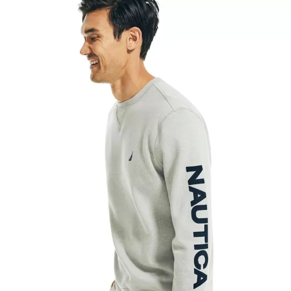 Nautica Mens Basic Crew Neck Fleece SweatshirtFallWinter 2024 Smoke Grey Heather