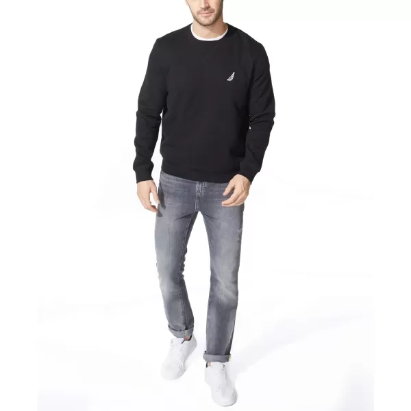 Nautica Mens Basic Crew Neck Fleece SweatshirtTrue Black