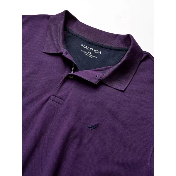 Nautica Mens Big  Tall Short Sleeve Stretch Solid Deck Polo ShirtBlackberry