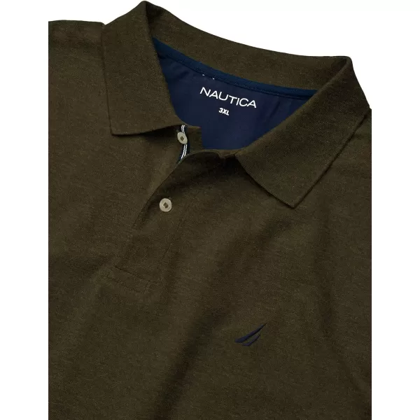 Nautica Mens Big  Tall Short Sleeve Stretch Solid Deck Polo ShirtCoastal Olive Heather