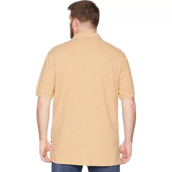 Nautica Mens Big  Tall Short Sleeve Stretch Solid Deck Polo ShirtDesert Camel Heather