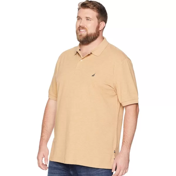 Nautica Mens Big  Tall Short Sleeve Stretch Solid Deck Polo ShirtDesert Camel Heather